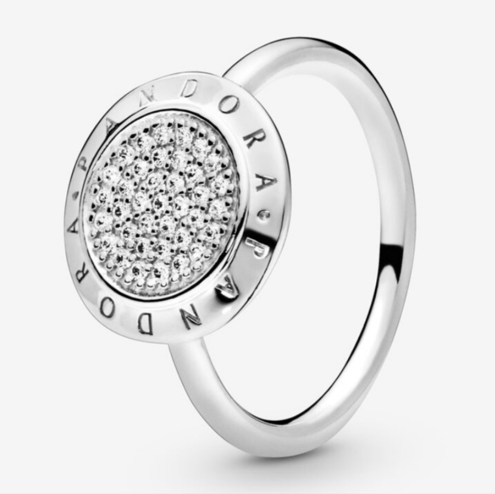 Pandora Logo Pave Circular Ring